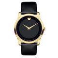 Movado Museum Black Dial Black Leather Strap Watch For Men - 606876