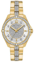  Shop Authentic Bulova Crystal Collection Silver Crystal Dial Gold Steel Strap Watch for Women - 98L228 - Luxxuri