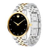  Shop Authentic Movado Museum Classic Diamonds Black Dial Two Tone Steel Strap Watch For Men - 0606879 - Luxxuri