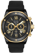  Shop Authentic Bulova Marine Star Chronograph Black Dial Black Rubber Strap Watch for Men - 98B278 - Luxxuri