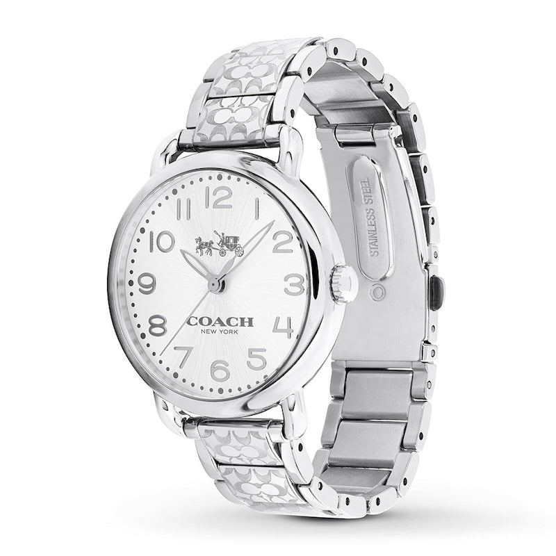 Coach Delancey White Dial Silver Steel Strap Watch for Women - 14502495