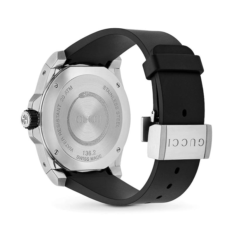  Shop Authentic Gucci Dive Quartz Kingsnake Black Dial Black Rubber Strap Watch For Men - YA136217 - Luxxuri