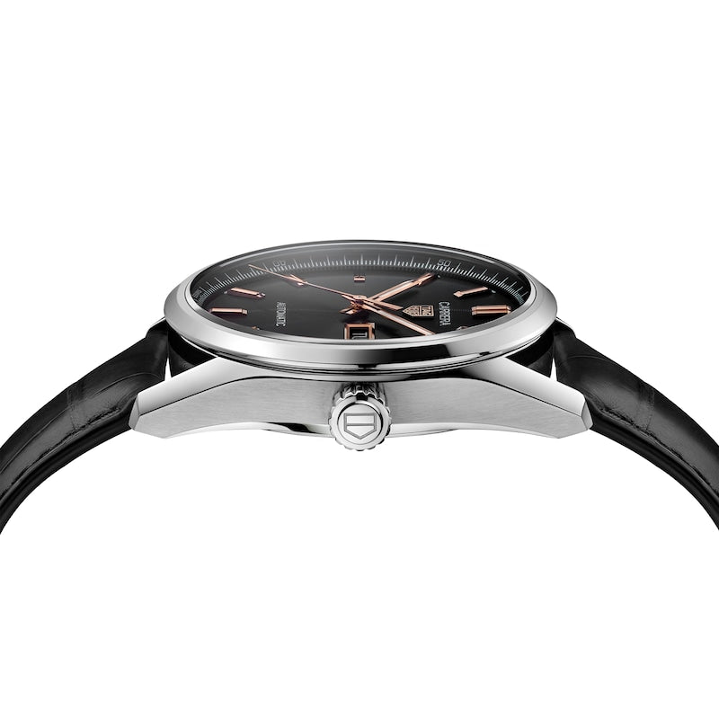  Shop Authentic Tag Heuer Carrera Day Date Black Dial Black Leather Strap Watch for Men - WBN2013.FC6503 - Luxxuri