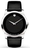  Shop Authentic Movado Museum Black Dial Black Leather Strap Watch For Men - 606502 - Luxxuri