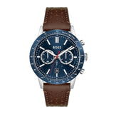  Shop Authentic Hugo Boss Allure Blue Dial Brown Leather Strap Watch for Men - 1513921 - Luxxuri