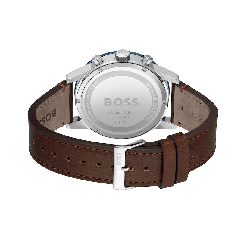Hugo Boss Allure Blue Dial Brown Leather Strap Watch for Men - 1513921