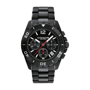 Coach Kent Chronograph Black Dial Black Steel Strap Watch for Men - 14602554
