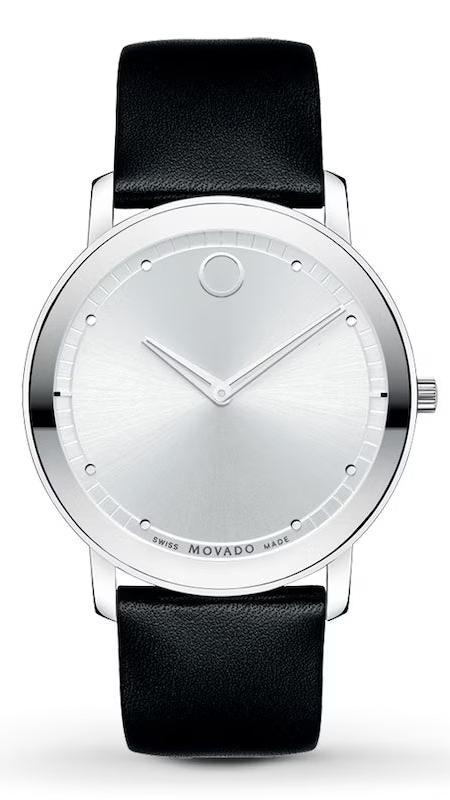  Shop Authentic Movado Sapphire Silver Dial Black Leather Strap Watch for Men - 606694 - Luxxuri