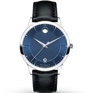  Shop Authentic Movado 1881 Automatic Blue Dial Black Leather Strap Watch For Men - 606874 - Luxxuri