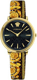  Shop Authentic Versace V-Circle Black Dial Gold Leather Strap Watch for Women - VBP13017 - Luxxuri