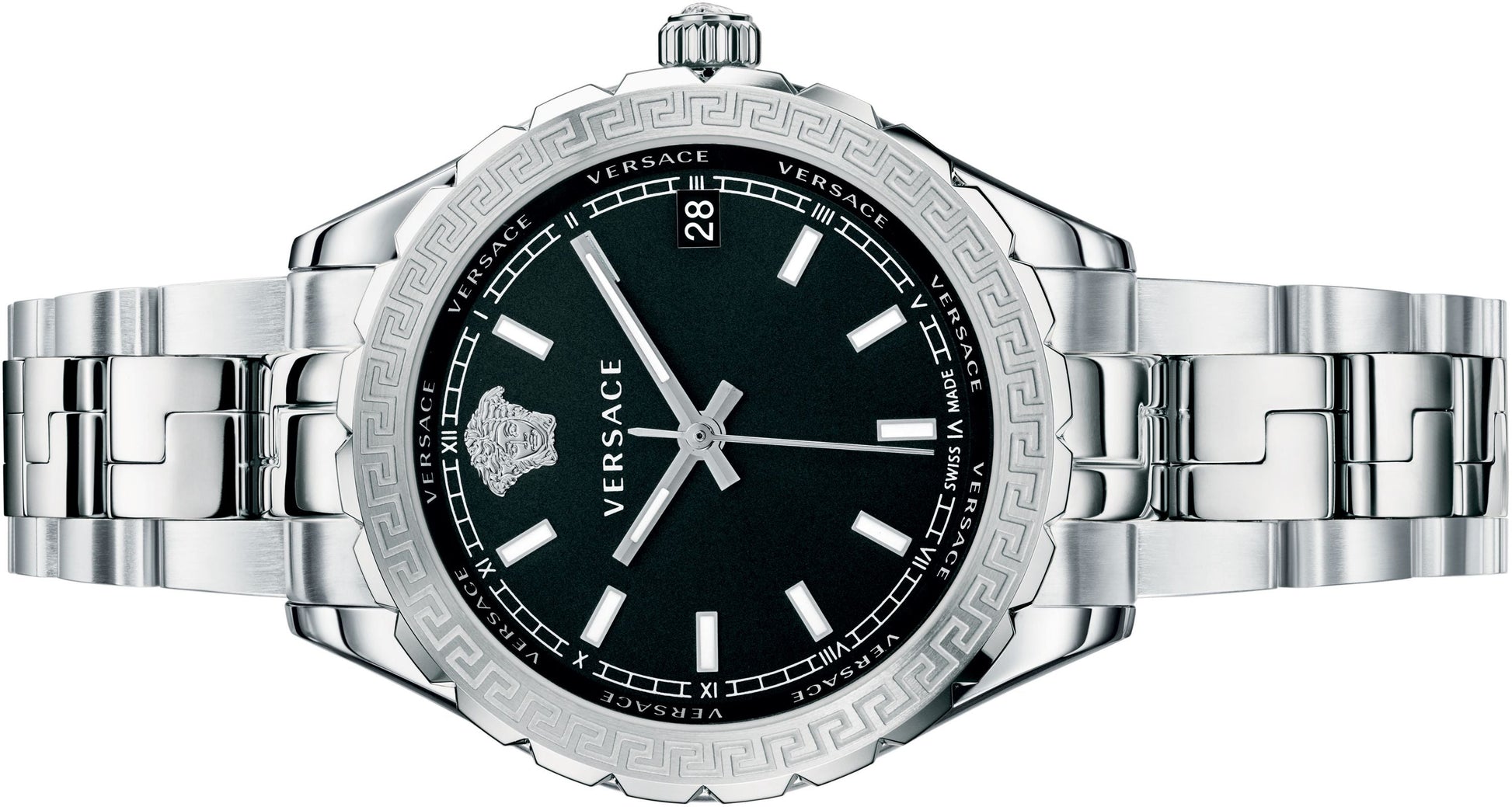  Shop Authentic Versace Hellenyium Black Dial Silver Steel Strap Watch for Women - V12020015 - Luxxuri