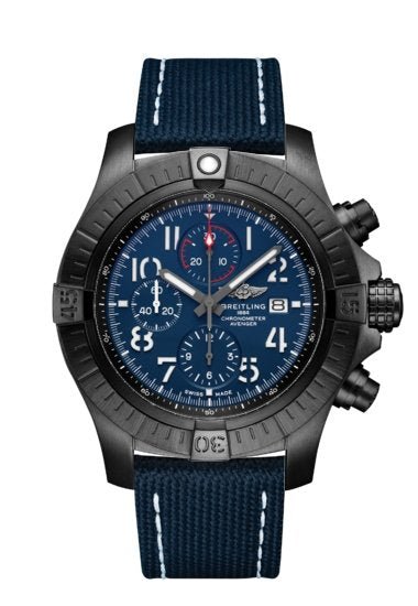  Shop Authentic Breitling Super Avenger Chronograph 48 Night Mission Blue Dial Blue Leather Strap Watch for Men - V13375101C1X2 - Luxxuri