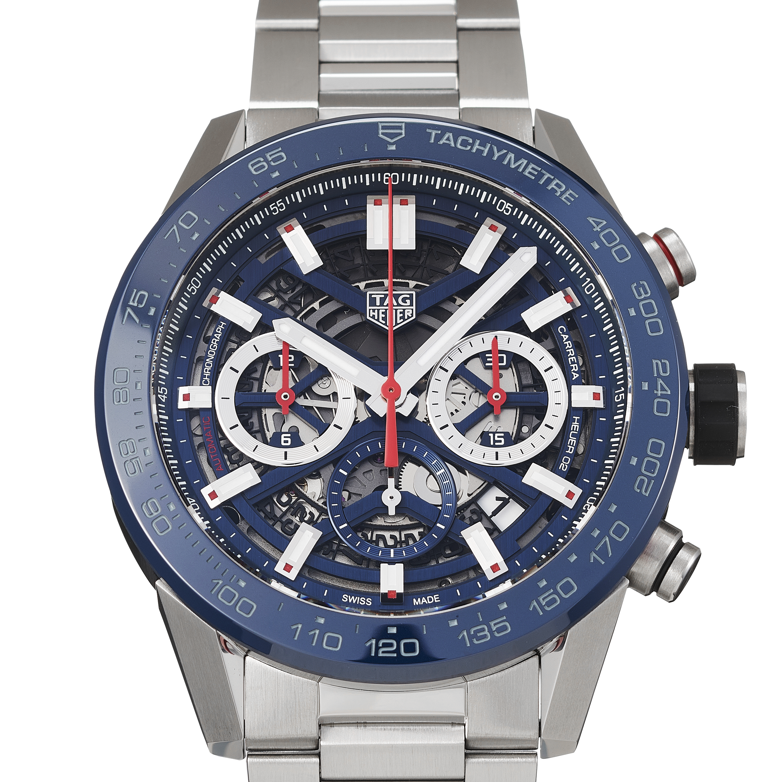 Tag Heuer Carrera Chronograph Blue Dial Silver Steel Strap Watch for Men - CBG2A11.BA0654