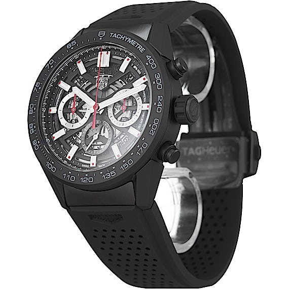  Shop Authentic Tag Heuer Carrera Automatic Chronograph Black Dial Black Rubber Strap Watch for Men - CBG2A90.FT6173 - Luxxuri