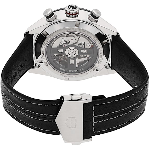 Tag Heuer Carrera Porsche Chronograph Special Edition Black Dial Black Leather Strap Watch for Men - CBN2A1F.FC6492