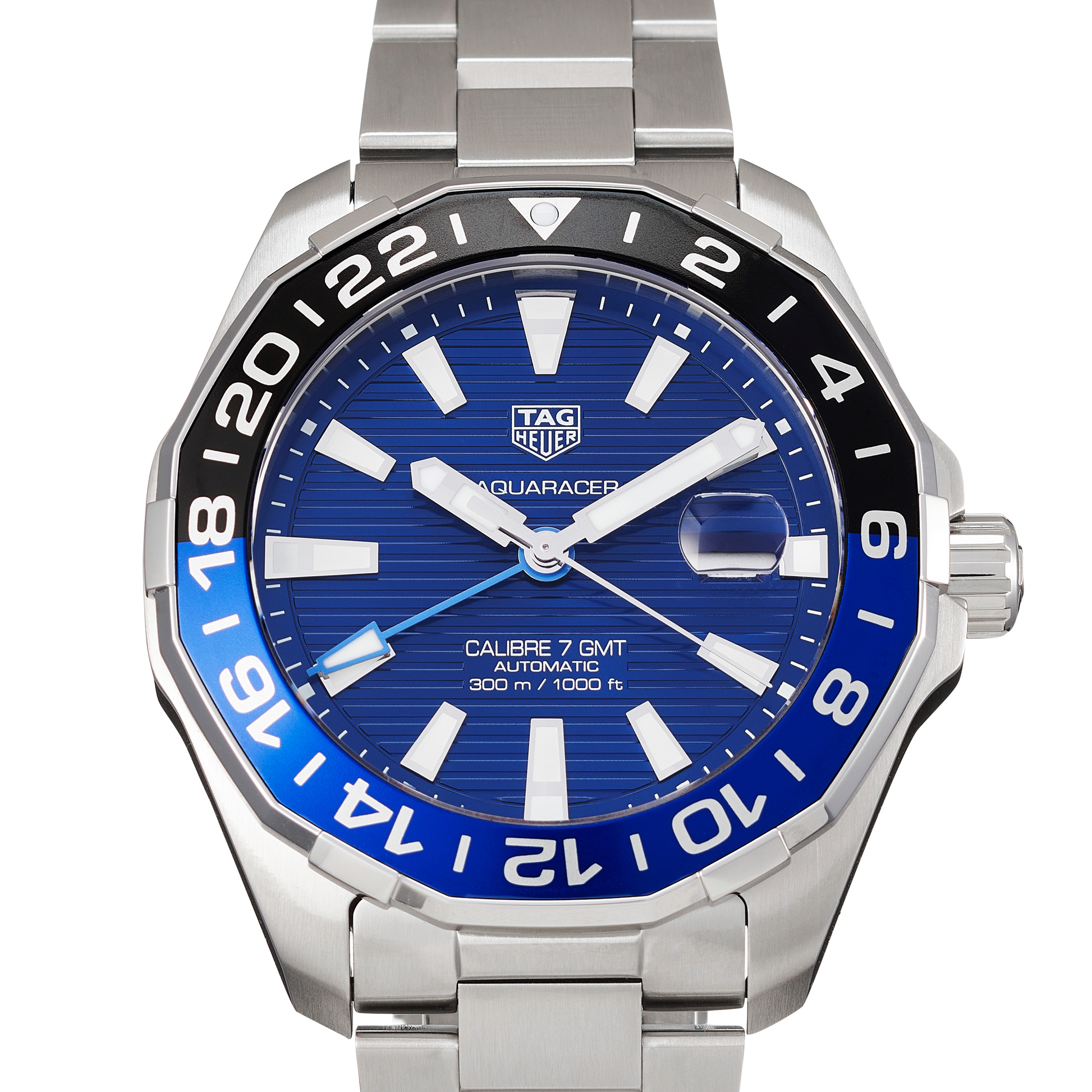  Shop Authentic Tag Heuer Aquaracer GMT Calibre 6 Automatic Blue Dial Silver Steel Strap Watch for Men - WAY201T.BA0927 - Luxxuri