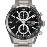  Shop Authentic Tag Heuer Carrera Automatic Chronograph Black Dial Silver Steel Strap Watch for Men - CBM2110.BA0651 - Luxxuri
