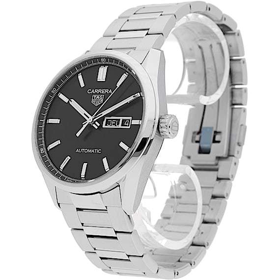 Tag Heuer Carrera Day Date Automatic Black Dial Silver Steel Strap Watch for Men - WBN2010.BA0640
