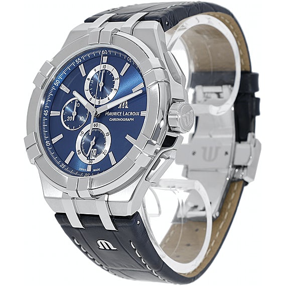  Shop Authentic Maurice Lacroix Aikon Chronograph Blue Dial Blue Leather Strap Watch for Men - AI1018-SS001-430-1 - Luxxuri