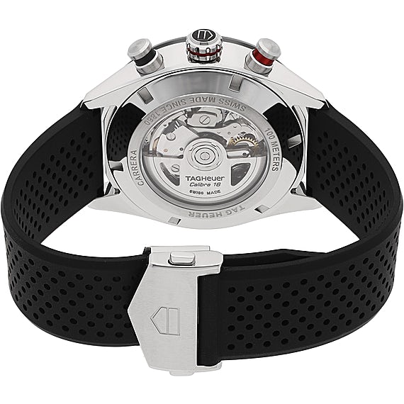 Tag Heuer Carrera Chronograph Black Dial Black Rubber Strap Watch for Men - CBN2A1AA.FT6228