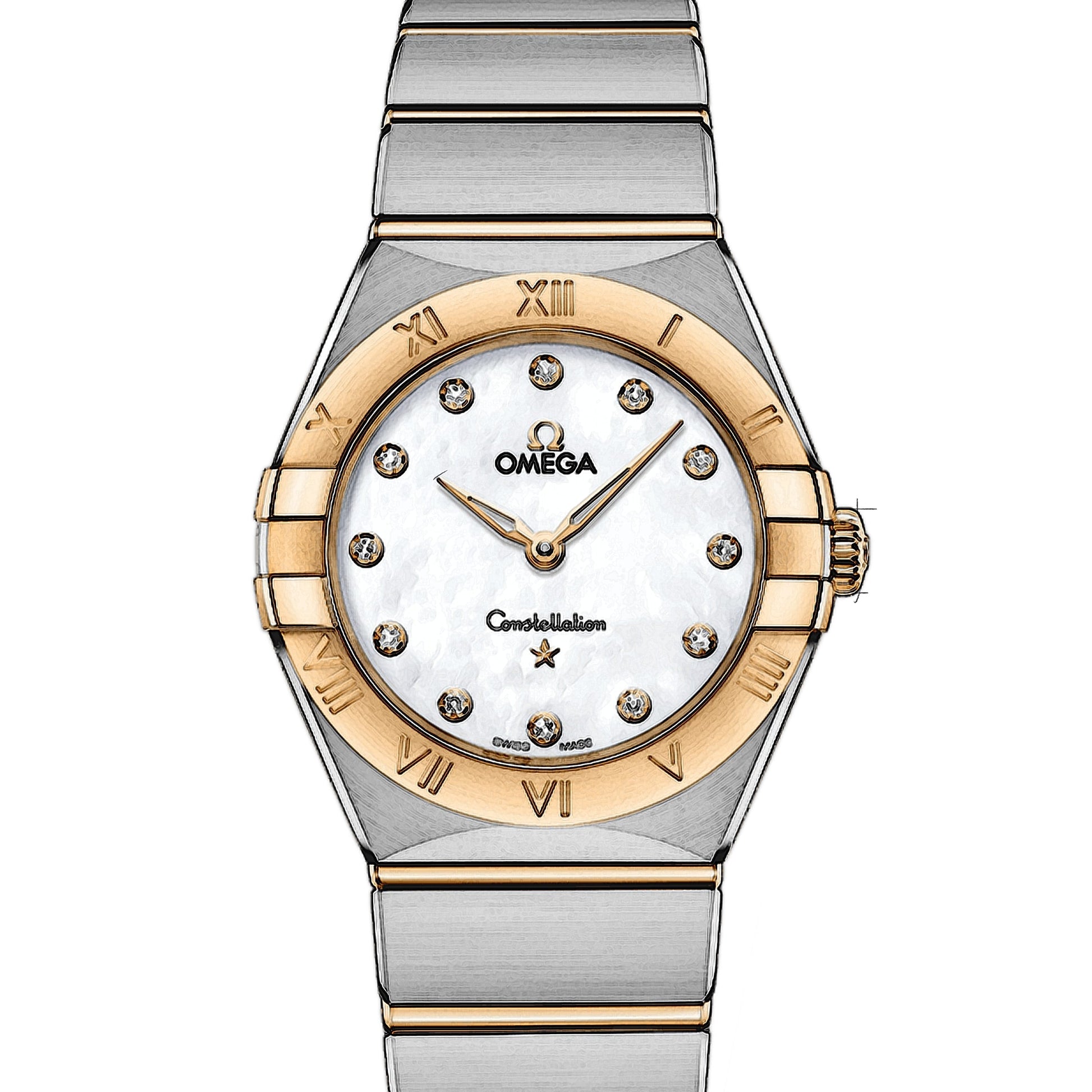 Omega Constellation Manhattan Mother of Pearl Dial Two Tone Steel Strap Watch for Women - 131.20.28.60.55.002