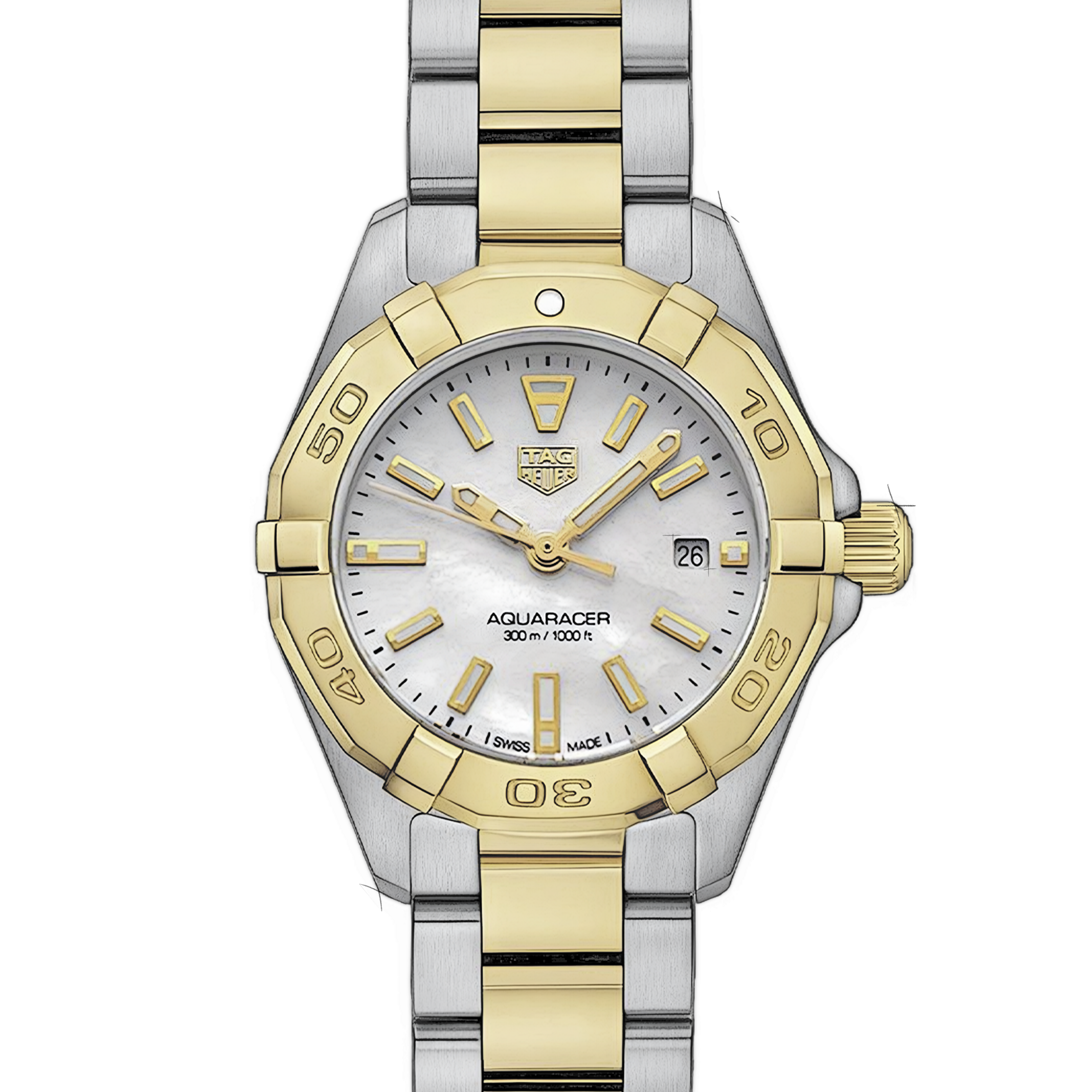 Tag Heuer Aquaracer Mother of Pearl Dial Two Tone Steel Strap Watch for Men - WBD1420.BB0321