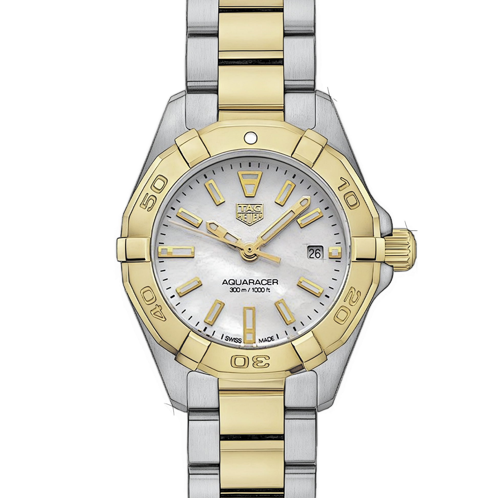  Shop Authentic Tag Heuer Aquaracer Mother of Pearl Dial Two Tone Steel Strap Watch for Men - WBD1420.BB0321 - Luxxuri