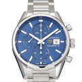  Shop Authentic Tag Heuer Carrera Chronograph 41mm Blue Dial Silver Steel Strap Watch for Men - CBK2112.BA0715 - Luxxuri