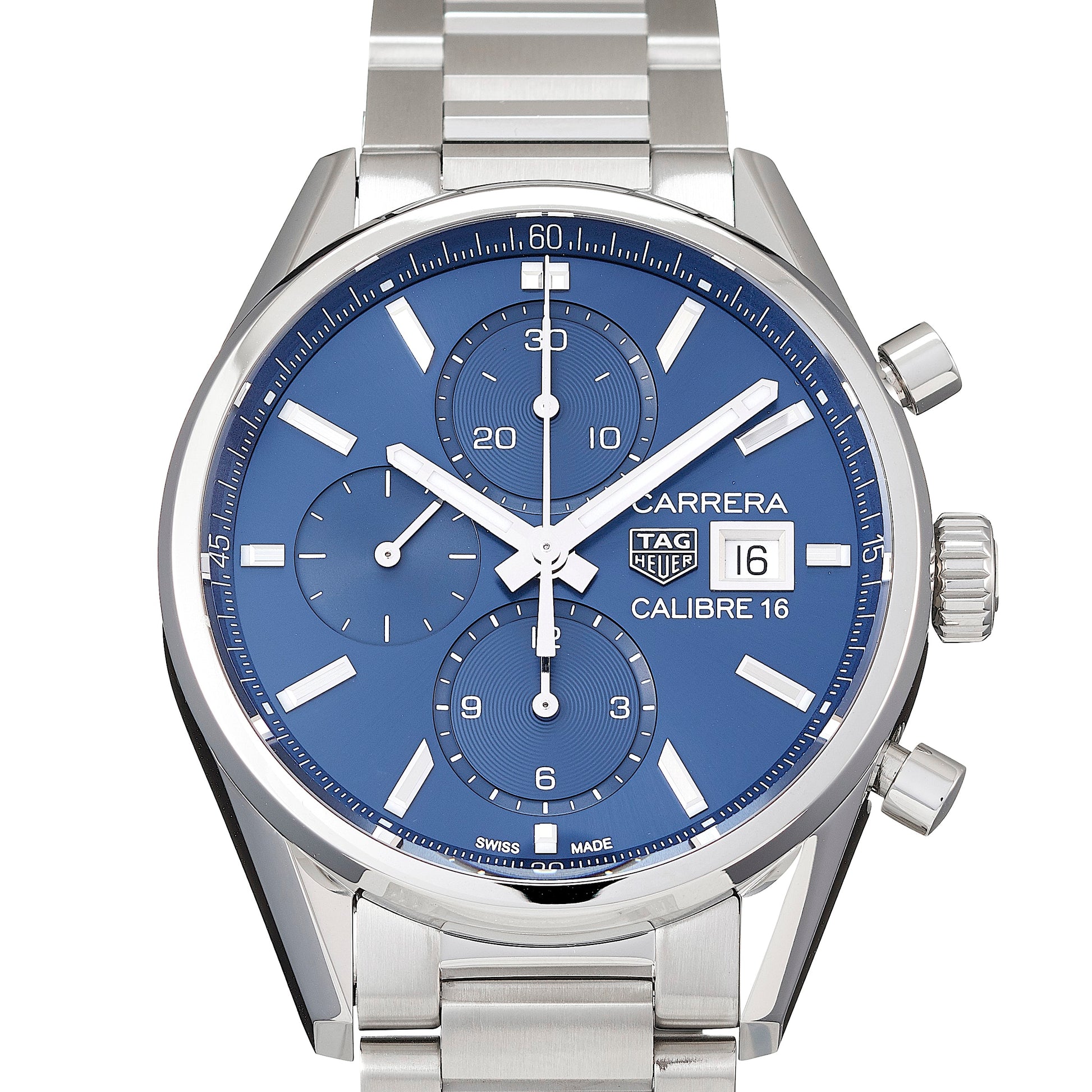  Shop Authentic Tag Heuer Carrera Chronograph 41mm Blue Dial Silver Steel Strap Watch for Men - CBK2112.BA0715 - Luxxuri