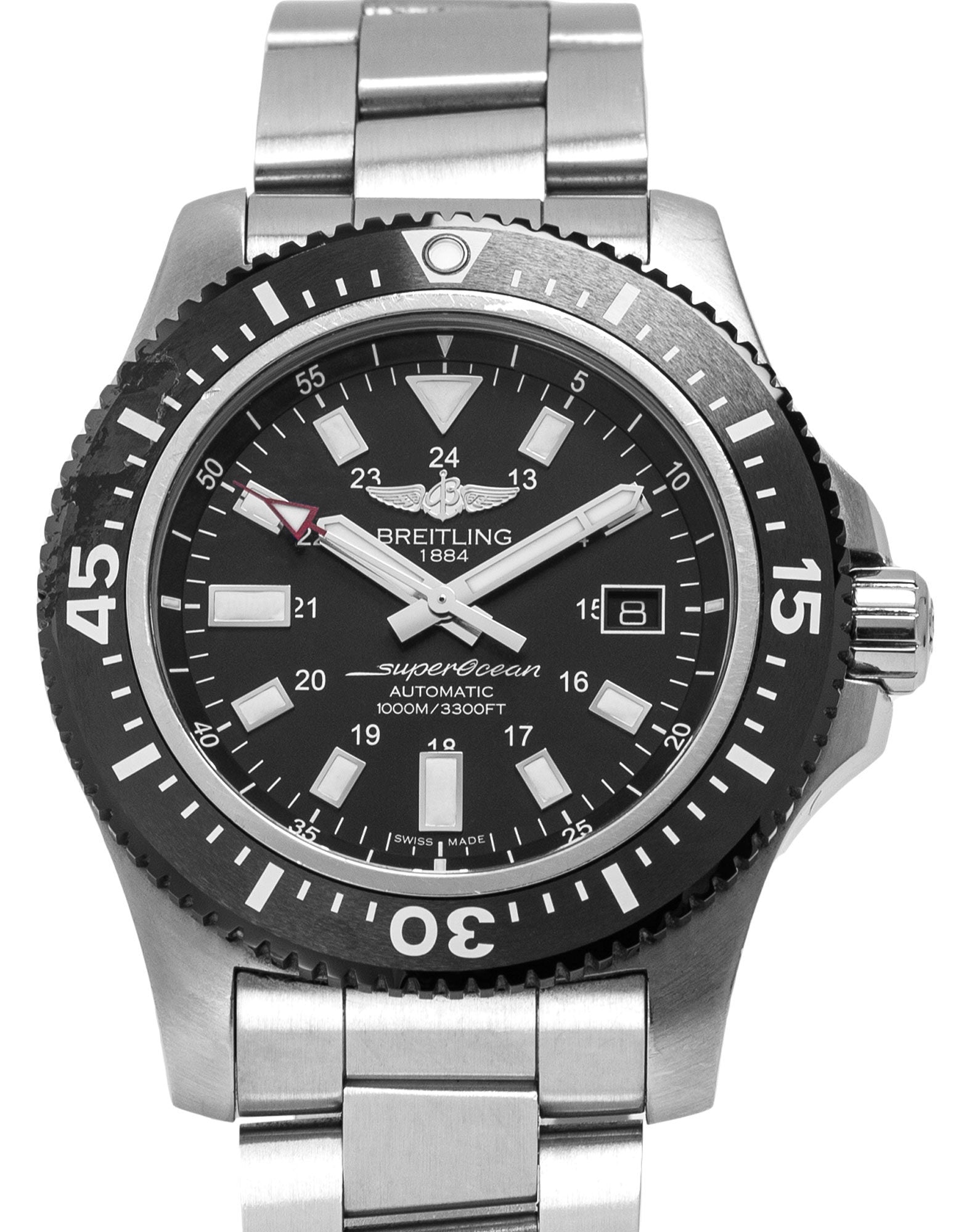  Shop Authentic Breitling Superocean II Special 44mm Black Dial Silver Steel Strap Watch for Men - Y1739310/BF45/162A - Luxxuri