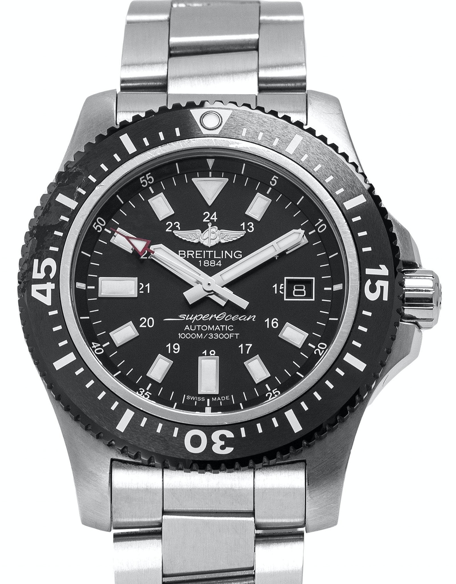  Shop Authentic Breitling Superocean II Special 44mm Black Dial Silver Steel Strap Watch for Men - Y1739310/BF45/162A - Luxxuri
