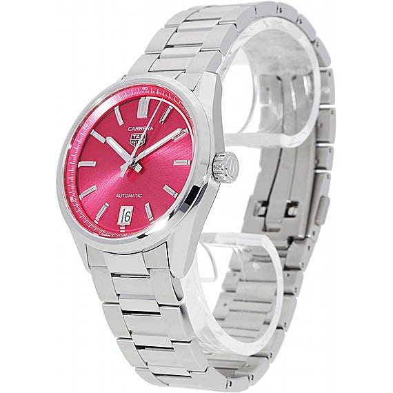  Shop Authentic Tag Heuer Carrera Date Automatic 18K Pink Dial Silver Steel Strap Watch for Women - WBN2313.BA0001 - Luxxuri