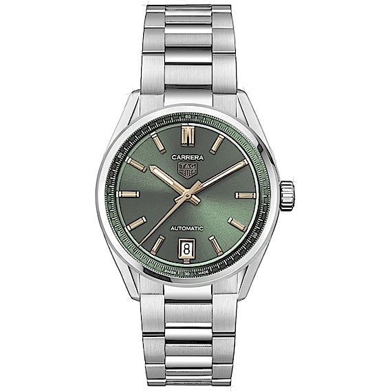  Shop Authentic Tag Heuer Carrera Date Automatic 18K Green Dial Silver Steel Strap Watch for Women - WBN2312.BA0001 - Luxxuri