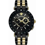  Shop Authentic Versace V-Race Analog Quartz Black Dial Two Tone Steel Strap Watch For Men - VEBV00619 - Luxxuri