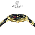  Shop Authentic Versace V-Circle Manifesto Edition Black Dial Black Leather Strap Watch for Men - VBQ050017 - Luxxuri
