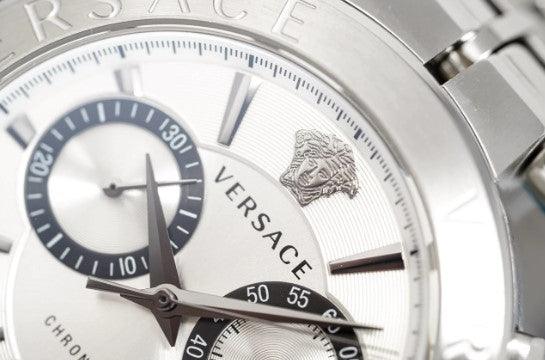  Shop Authentic Versace Aion Chronograph White Dial Silver Steel Strap Watch for Men - VBR040017 - Luxxuri