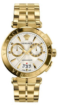  Shop Authentic Versace V Racer Chronograph White Dial Gold Steel Strap Watch for Men - VBR060017 - Luxxuri