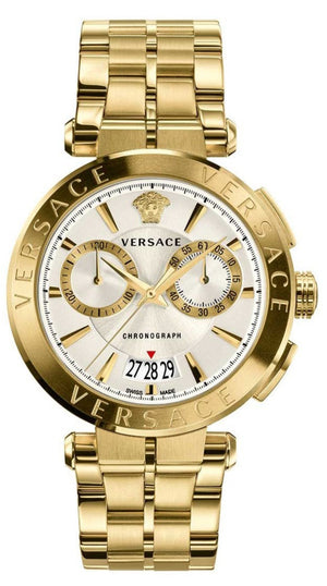  Shop Authentic Versace V Racer Chronograph White Dial Gold Steel Strap Watch for Men - VBR060017 - Luxxuri