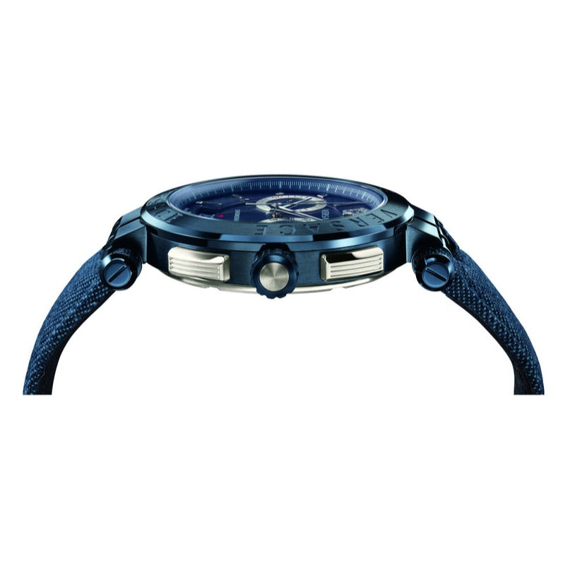  Shop Authentic Versace Aion Chronograph Blue Dial Blue Leather Strap Watch for Men - VBR070017 - Luxxuri