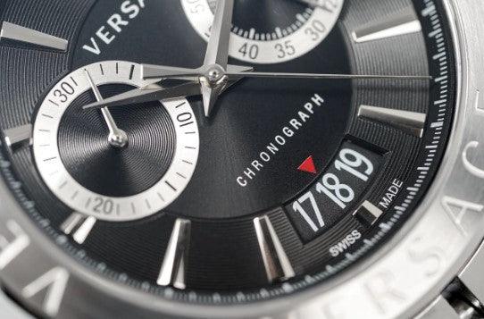  Shop Authentic Versace Aion Chronograph Black Dial Silver Steel Strap Watch for Men - VBR080017 - Luxxuri