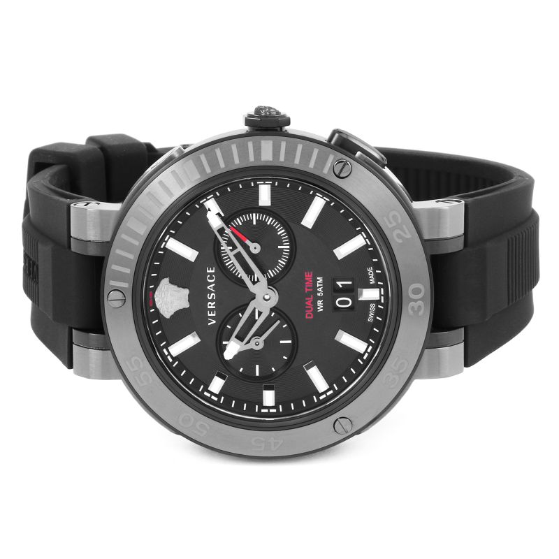 Versace V Extreme Chronograph Black Tone Dial Black Rubber Strap Watch for Men - VCN020017