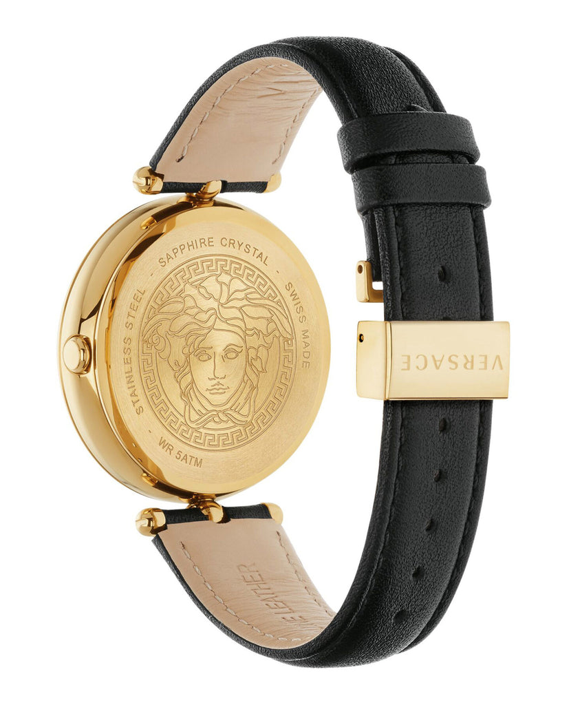  Shop Authentic Versace Palazzo Empire Black Dial Black Leather Strap Watch for Women - VCO020017 - Luxxuri