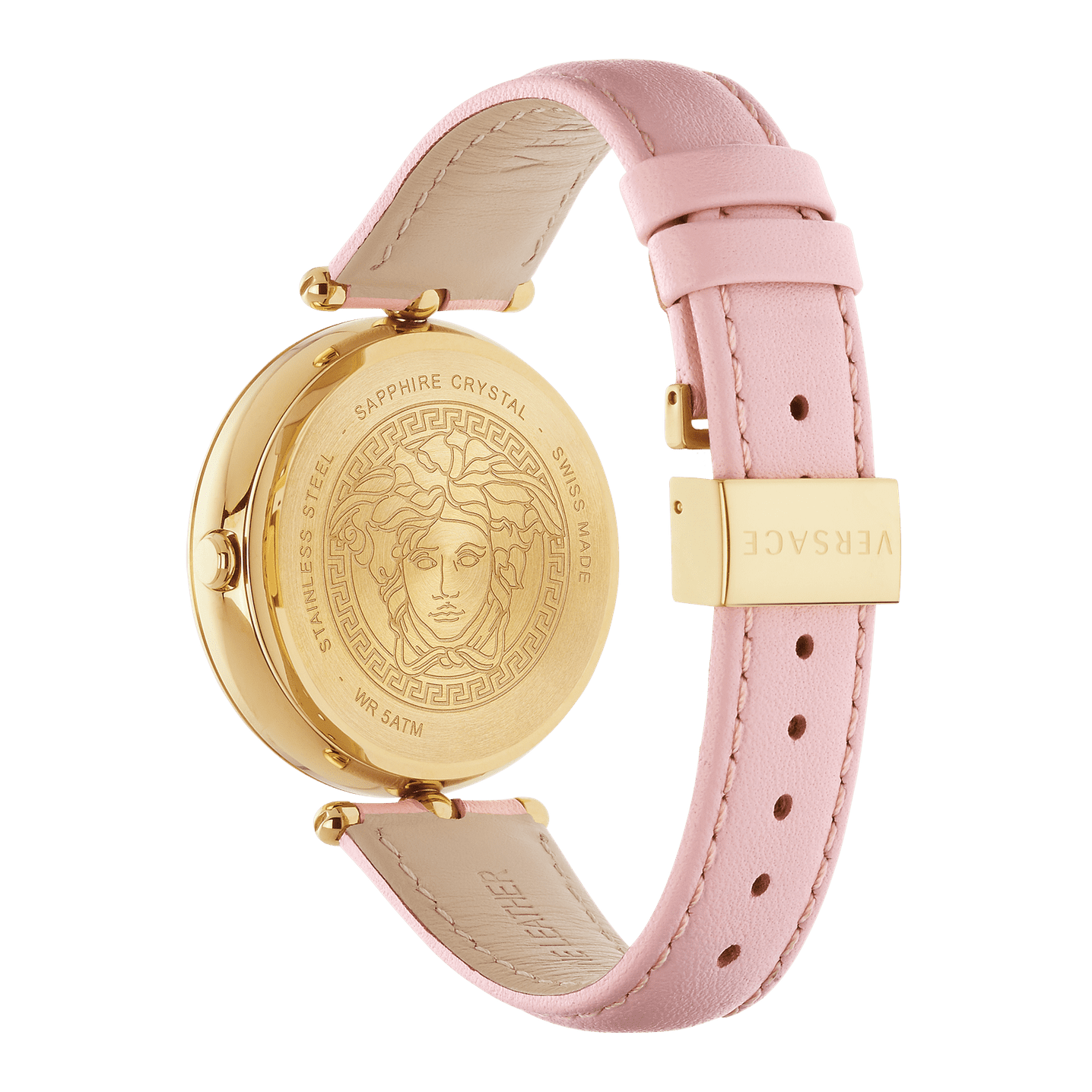 Versace Palazzo Empire Pink Dial Pink Leather Strap Watch for Women - VCO030017