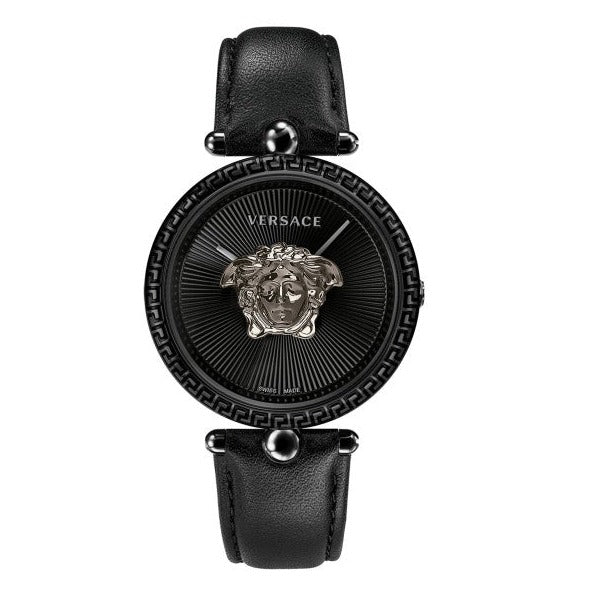  Shop Authentic Versace Palazzo Empire Black Dial Black Leather Strap Watch for Women - VCO050017 - Luxxuri