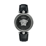  Shop Authentic Versace Palazzo Empire Black Dial Black Leather Strap Watch for Women - VCO060017 - Luxxuri