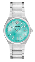  Shop Authentic Versace V-Auria Quartz Turquoise Dial Silver Steel Strap Watch for Women - VE0F00225 - Luxxuri