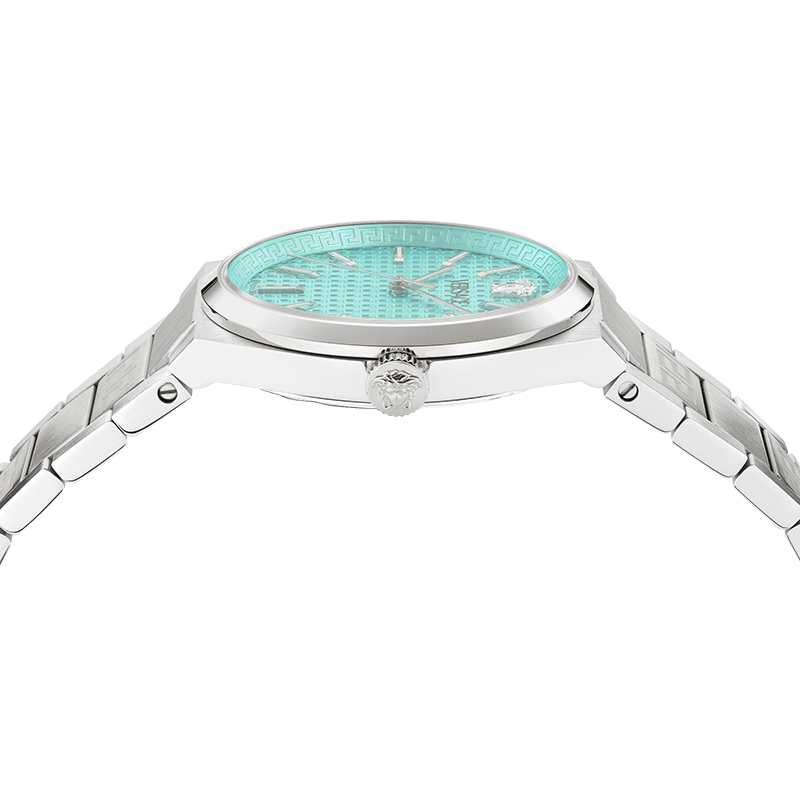  Shop Authentic Versace V-Auria Quartz Turquoise Dial Silver Steel Strap Watch for Women - VE0F00225 - Luxxuri