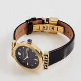  Shop Authentic Versace Greca Meander Black Dial Black Leather Strap Watch for Women - VELW00420 - Luxxuri