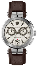  Shop Authentic Versace Aion Chronograph White Dial Brown Leather Strap Watch for Men - VBR010017 - Luxxuri