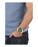  Shop Authentic Versace V-Ray Chronograph Quartz Green Dial Gold Steel Strap Watch For Men - VE2I00621 - Luxxuri